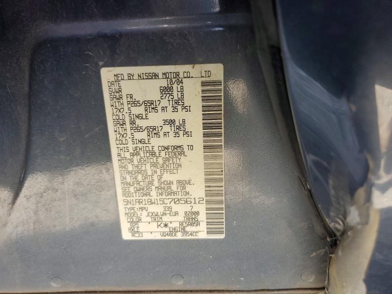 Aukcja sprzedaży 2005 Nissan Pathfinder, vin: 5N1AR18W15C705612, numer aukcji: 61798366