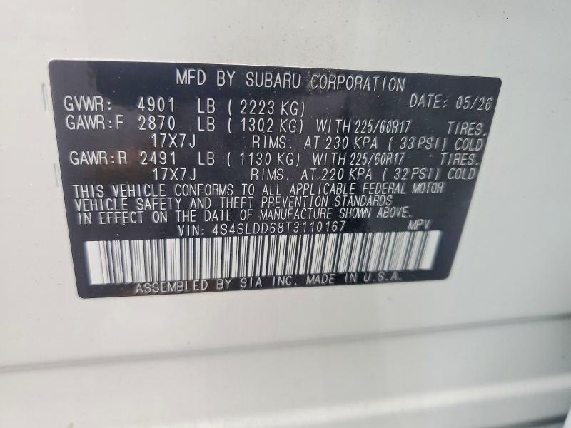 Продаж на аукціоні авто 2026 Subaru Forester, vin: 4S4SLDD68T3110167, номер лоту: 60043726