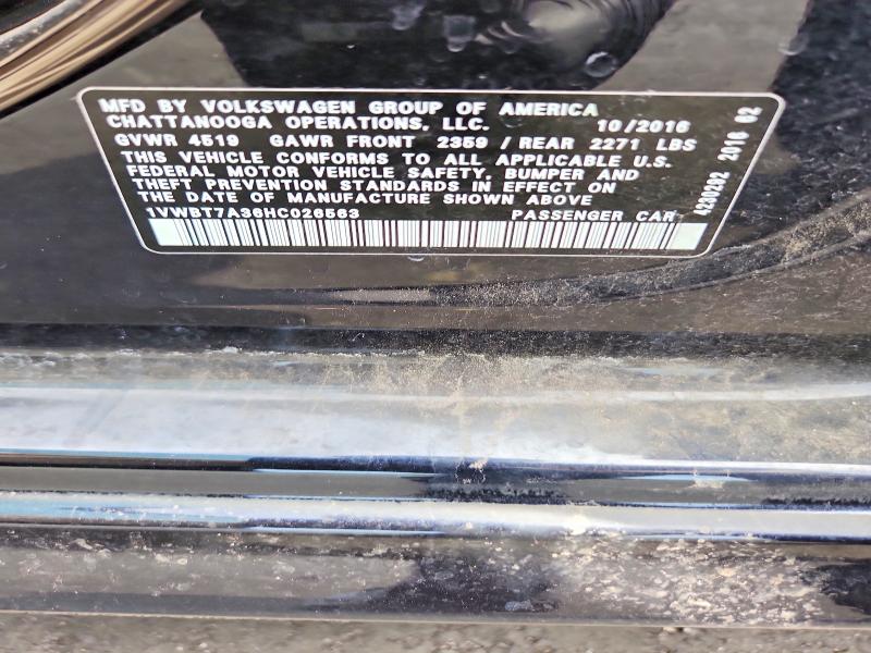61906726 :رقم المزاد ، 1VWBT7A36HC026563 vin ، 2017 Volkswagen Passat مزاد بيع