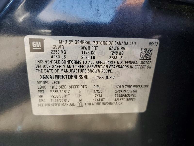 Aukcja sprzedaży 2013 Gmc Terrain, vin: 2GKALMEK7D6406940, numer aukcji: 61053286