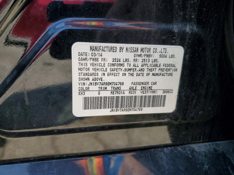 Aukcja sprzedaży 2014 Infiniti Q50, vin: JN1BV7AR6EM704769, numer aukcji: 62148426