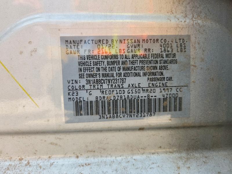 Продаж на аукціоні авто 2022 Nissan Sentra, vin: 3N1AB8CV7NY231787, номер лоту: 60140236