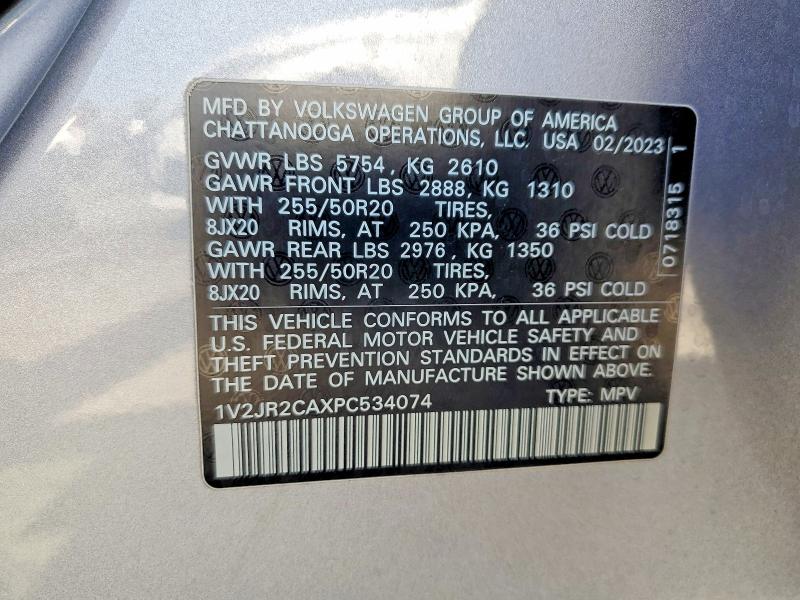 62449666 :رقم المزاد ، 1V2JR2CAXPC534074 vin ، 2023 Volkswagen Atlas مزاد بيع