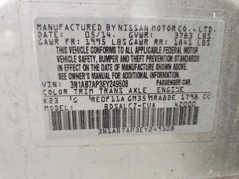 Aukcja sprzedaży 2014 Nissan Sentra, vin: 3N1AB7AP3EY249508, numer aukcji: 60244636