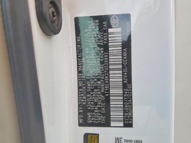 2007 Toyota Camry მანქანა იყიდება აუქციონზე, vin: 4T1BE46K27U526882, აუქციონის ნომერი: 60463016