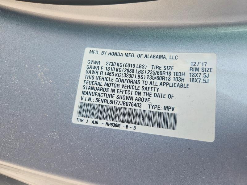 Продаж на аукціоні авто 2018 Honda Odyssey, vin: 5FNRL6H77JB076403, номер лоту: 60783456