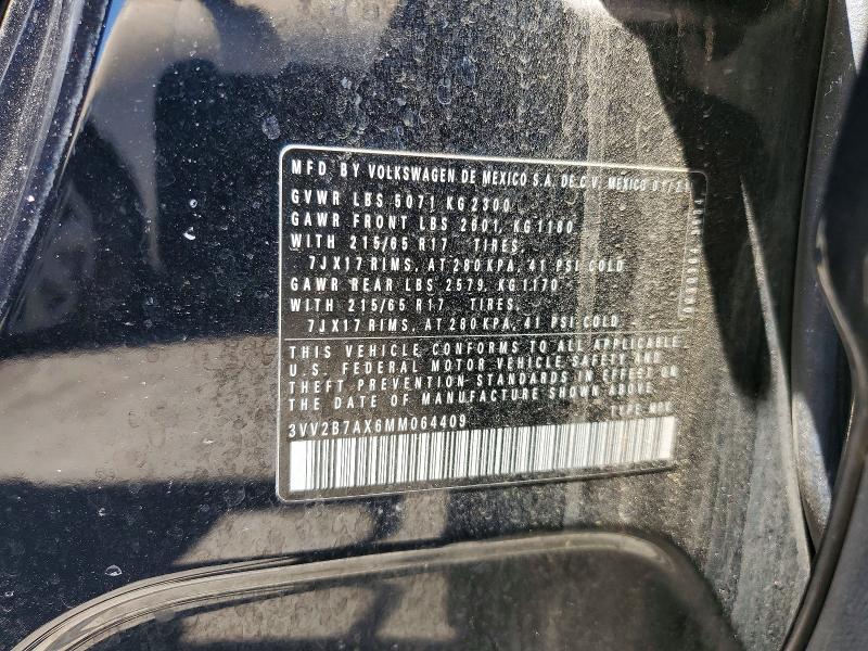 62954386 :رقم المزاد ، 3VV2B7AX6MM064409 vin ، 2021 Volkswagen Tiguan مزاد بيع