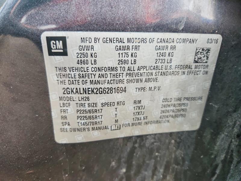 2016 Gmc Terrain მანქანა იყიდება აუქციონზე, vin: 2GKALNEK2G6281694, აუქციონის ნომერი: 62397866