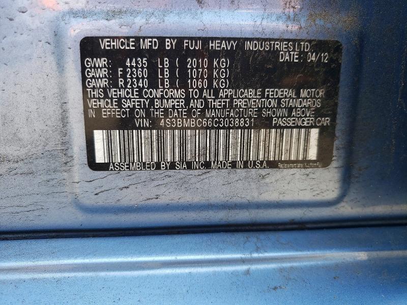 Продажа на аукционе авто 2012 Subaru Legacy, vin: 4S3BMBC66C3038831, номер лота: 59590266