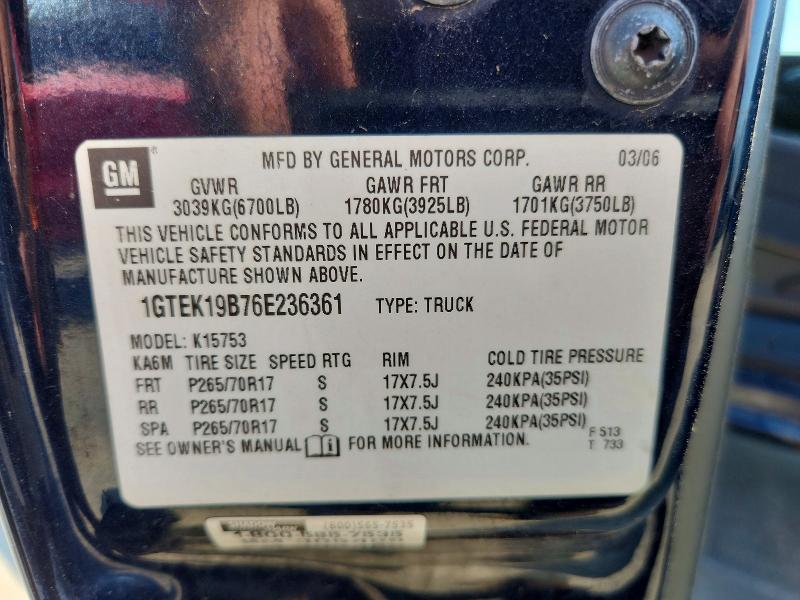 Aukcja sprzedaży 2006 Gmc New Sierra, vin: 1GTEK19B76E236361, numer aukcji: 60849136