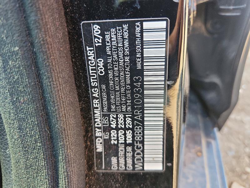 Aukcja sprzedaży 2010 Mercedes-benz C, vin: WDDGF8BB7AR109343, numer aukcji: 63196726
