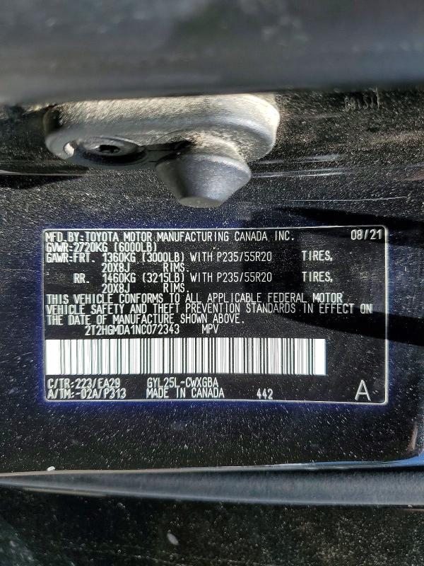 60830156 :رقم المزاد ، 2T2HGMDA1NC072343 vin ، 2022 Lexus Rx 450h مزاد بيع