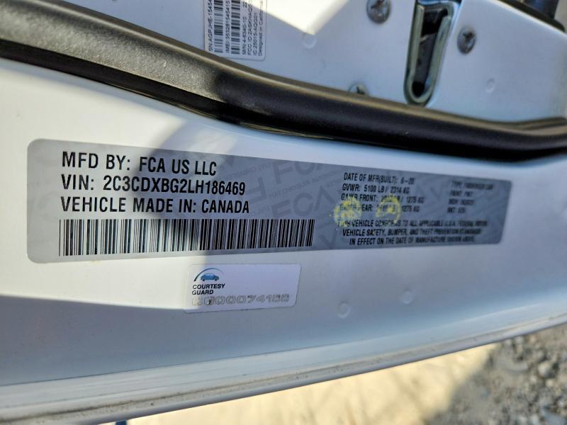 Продаж на аукціоні авто 2020 Dodge Charger, vin: 2C3CDXBG2LH186469, номер лоту: 60396436