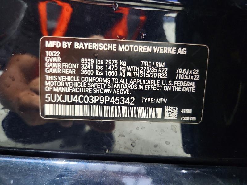 62707476 :رقم المزاد ، 5UXJU4C03P9P45342 vin ، 2023 Bmw X5 مزاد بيع