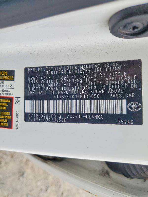 63187866 :رقم المزاد ، 4T4BE46K19R136056 vin ، 2009 Toyota Camry مزاد بيع