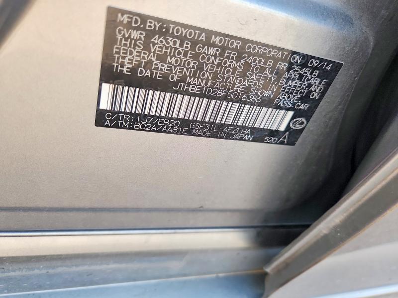 62878046 :رقم المزاد ، JTHBE1D28F5016386 vin ، 2015 Lexus Is مزاد بيع