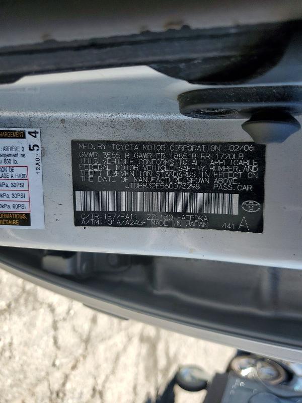 Aukcja sprzedaży 2006 Toyota Corolla, vin: JTDBR32E560073298, numer aukcji: 60698596