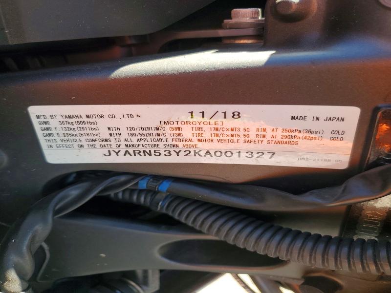 Aukcja sprzedaży 2019 Yamaha Mt09, vin: JYARN53Y2KA001327, numer aukcji: 62255016