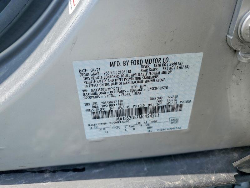 2021 Ford Ecosport მანქანა იყიდება აუქციონზე, vin: MAJ3S2GE7MC424211, აუქციონის ნომერი: 61778266