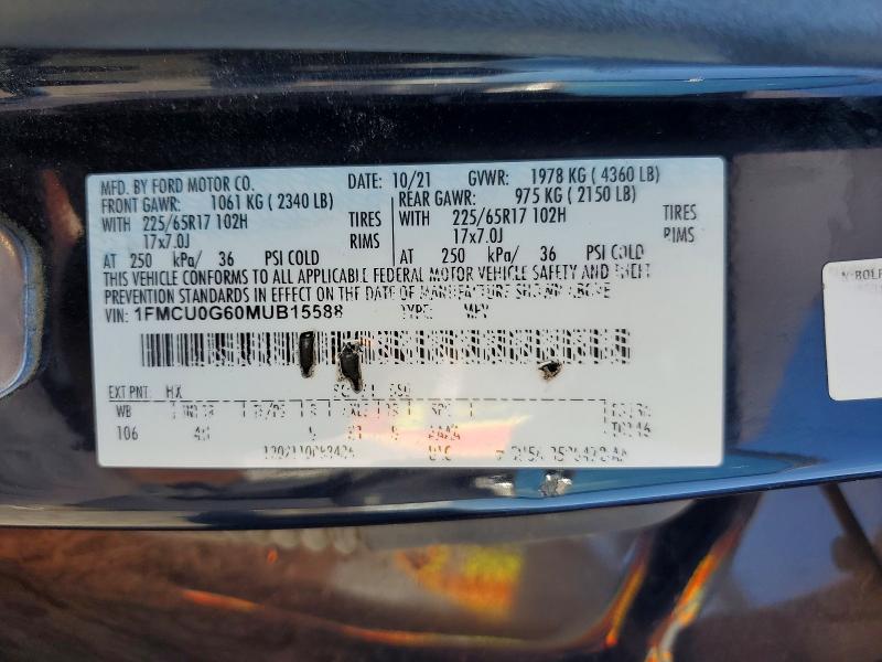 Продажа на аукционе авто 2021 Ford Escape, vin: 1FMCU0G60MUB15588, номер лота: 62567376