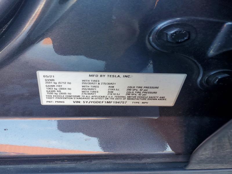 Продаж на аукціоні авто 2021 Tesla Model Y, vin: 5YJYGDEF1MF194757, номер лоту: 62202916