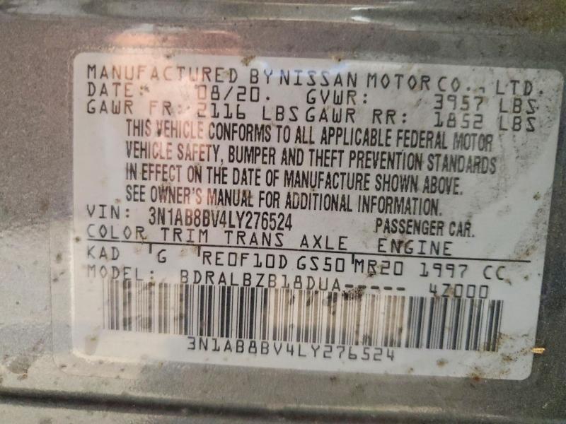 60179806 :رقم المزاد ، 3N1AB8BV4LY276524 vin ، 2020 Nissan Sentra مزاد بيع
