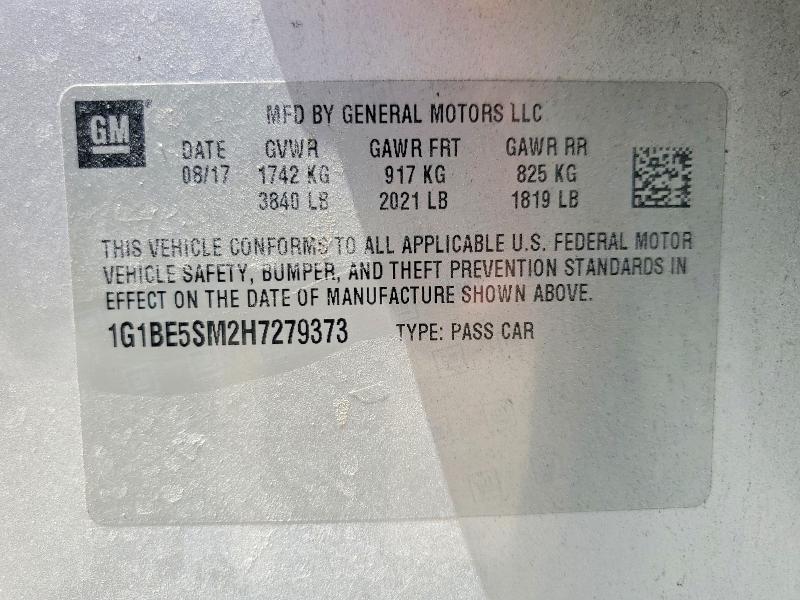 2017 Chevrolet Cruze მანქანა იყიდება აუქციონზე, vin: 1G1BE5SM2H7279373, აუქციონის ნომერი: 59303386