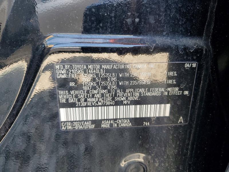 Продаж на аукціоні авто 2018 Toyota Rav4, vin: 2T3DFREV5JW779840, номер лоту: 60269426