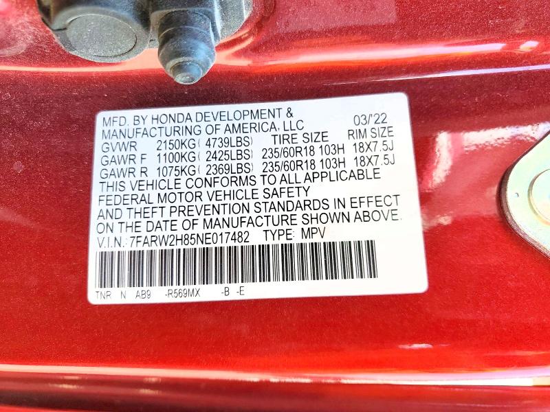 Aukcja sprzedaży 2022 Honda Cr-v, vin: 7FARW2H85NE017482, numer aukcji: 61314946