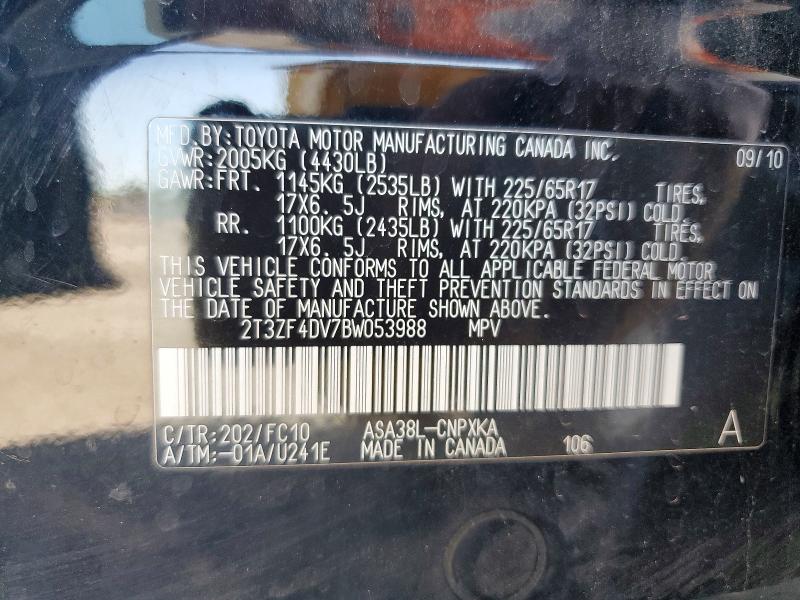 Продаж на аукціоні авто 2011 Toyota Rav4, vin: 2T3ZF4DV7BW053988, номер лоту: 62605866