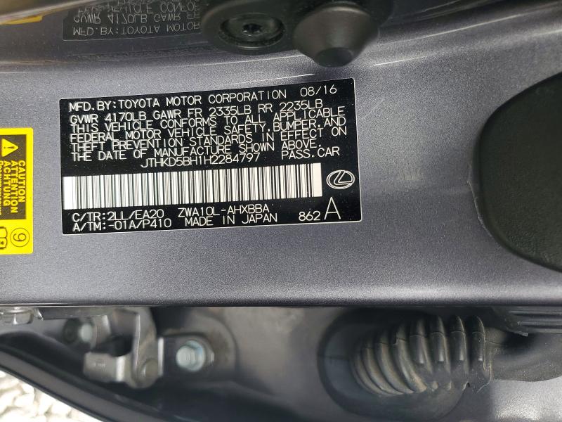 Продажа на аукционе авто 2017 Lexus Ct, vin: JTHKD5BH1H2284797, номер лота: 60848346