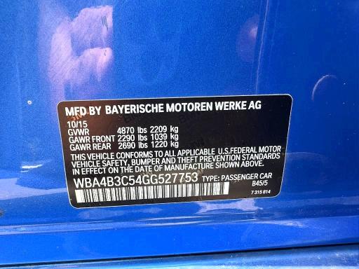 2016 Bmw 435 მანქანა იყიდება აუქციონზე, vin: WBA4B3C54GG527753, აუქციონის ნომერი: 61119466