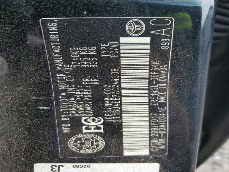 Aukcja sprzedaży 2010 Toyota Corolla, vin: 2T1BU4EE7AC244308, numer aukcji: 59744066