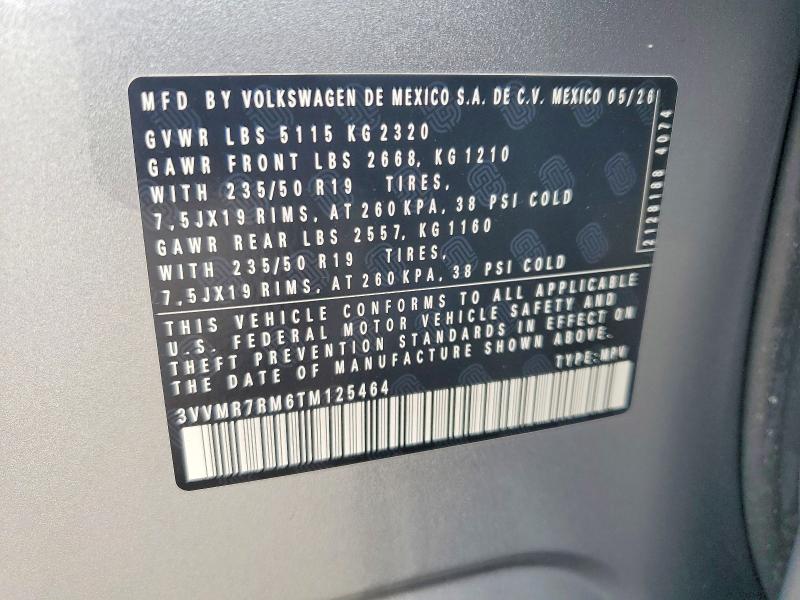 Aukcja sprzedaży 2026 Volkswagen Tiguan, vin: 3VVMR7RM6TM125464, numer aukcji: 60439766