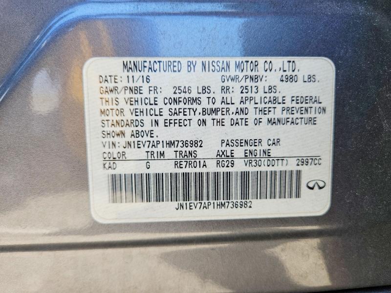 59725156 :رقم المزاد ، JN1EV7AP1HM736982 vin ، 2017 Infiniti Q50 مزاد بيع