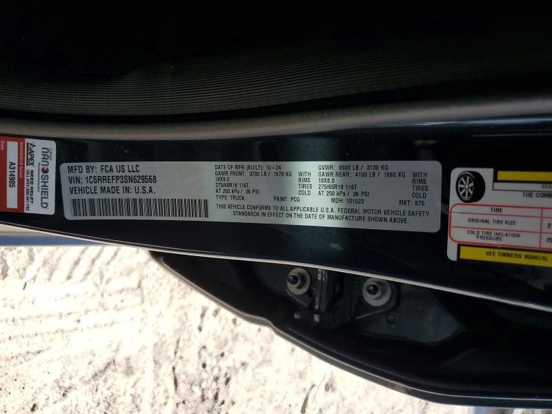 Продаж на аукціоні авто 2025 Ram 1500, vin: 1C6RREFP3SN629568, номер лоту: 59240666