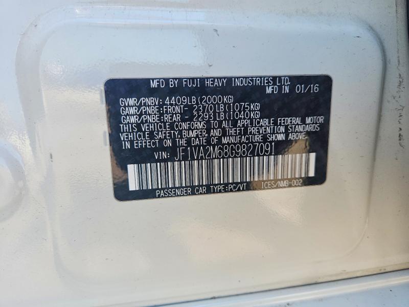 Aukcja sprzedaży 2016 Subaru Wrx, vin: JF1VA2M68G9827091, numer aukcji: 59973986