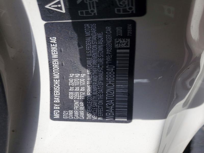 Aukcja sprzedaży 2022 Bmw 430xi, vin: WBA43AT02NCH68840, numer aukcji: 62126626