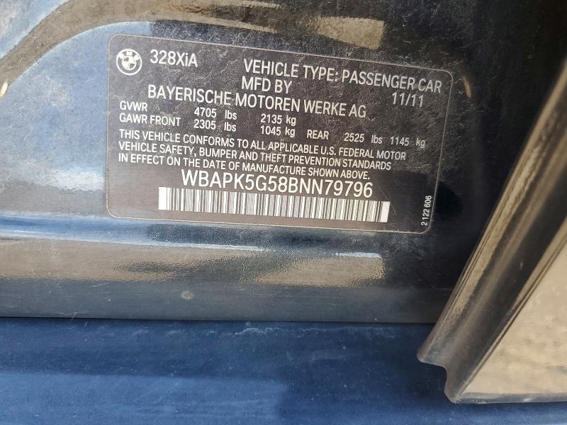 Продажа на аукционе авто 2011 Bmw 328, vin: WBAPK5G58BNN79796, номер лота: 63433956