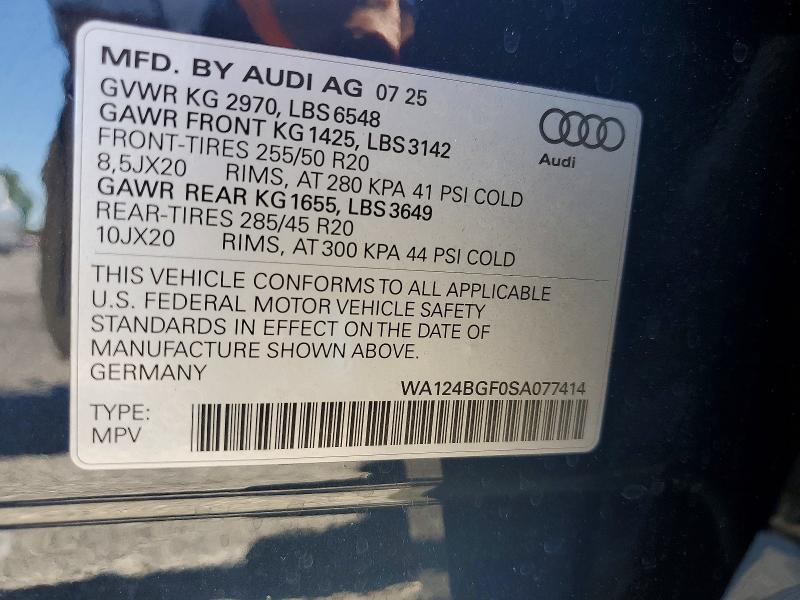 59989826 :رقم المزاد ، WA124BGF0SA077414 vin ، 2025 Audi Q6 E-tron مزاد بيع