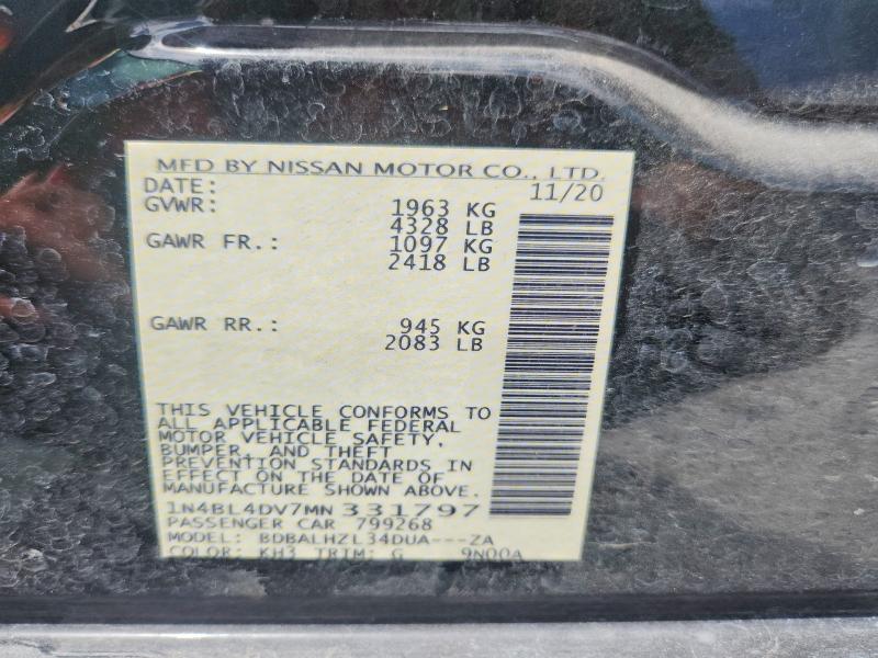59697986 :رقم المزاد ، 1N4BL4DV7MN331797 vin ، 2021 Nissan Altima مزاد بيع