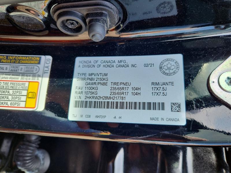 Aukcja sprzedaży 2021 Honda Cr-v, vin: 2HKRW2H28MH217781, numer aukcji: 58884976