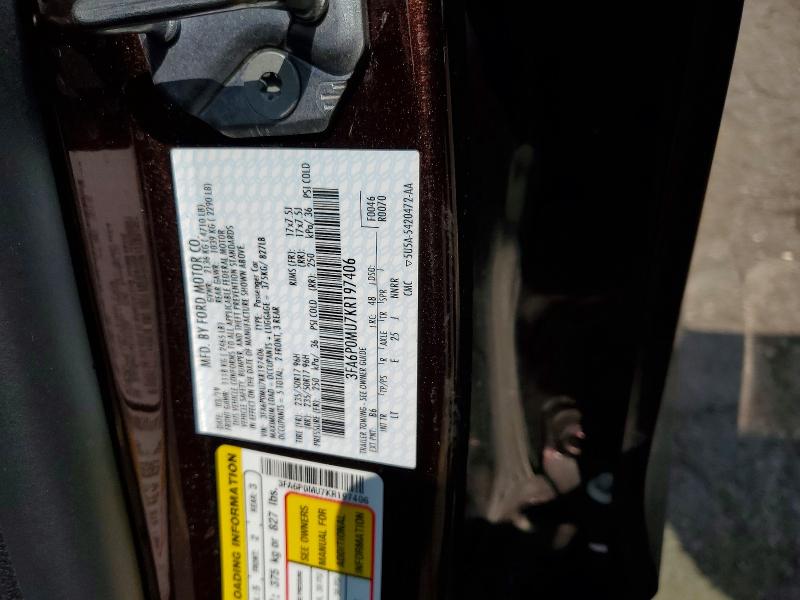 Продаж на аукціоні авто 2019 Ford Fusion, vin: 3FA6P0MU7KR197406, номер лоту: 61911366