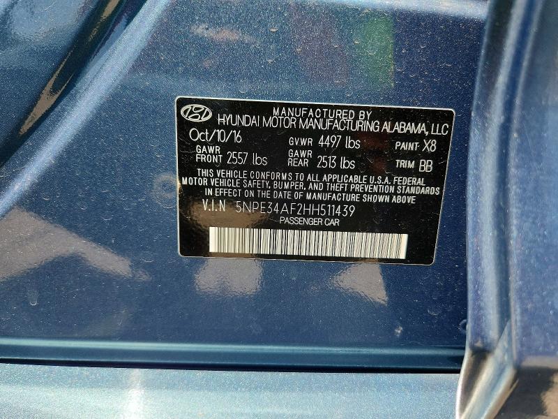 Продаж на аукціоні авто 2017 Hyundai Sonata, vin: 5NPE34AF2HH511439, номер лоту: 61435316