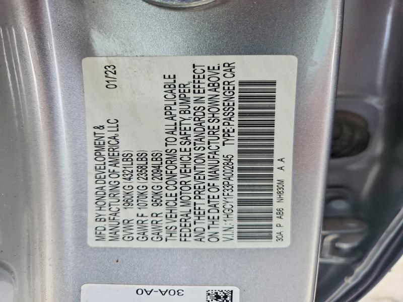Продажа на аукционе авто 2023 Honda Accord, vin: 1HGCY1F33PA002845, номер лота: 59647086