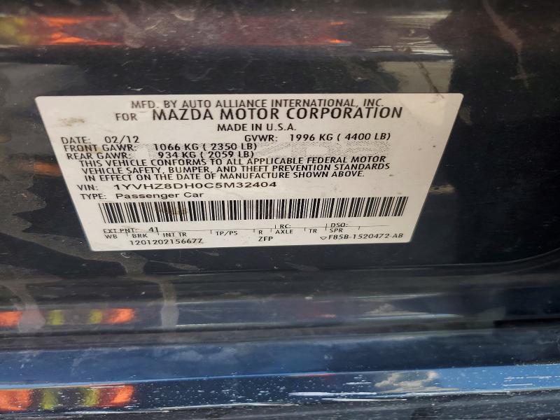 2012 Mazda 6 მანქანა იყიდება აუქციონზე, vin: 1YVHZ8DH0C5M32404, აუქციონის ნომერი: 61705806