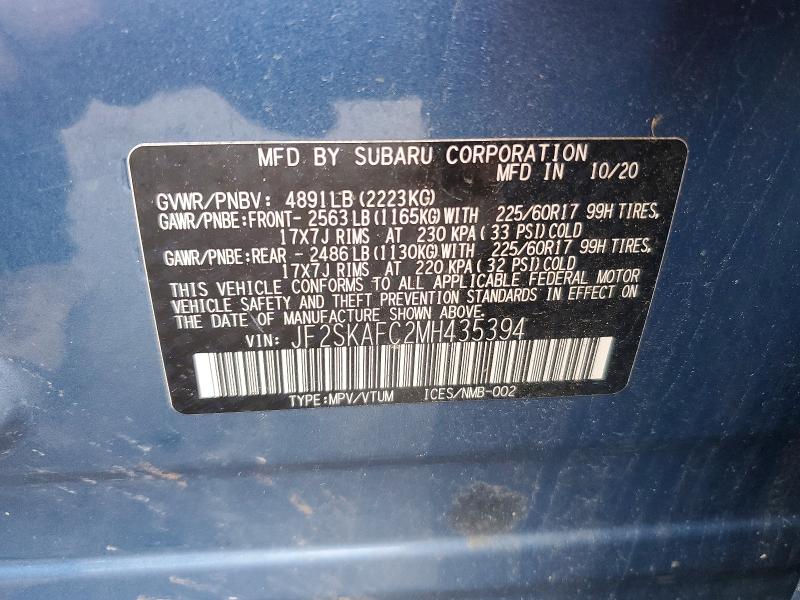 59352736 :رقم المزاد ، JF2SKAFC2MH435394 vin ، 2021 Subaru Forester مزاد بيع