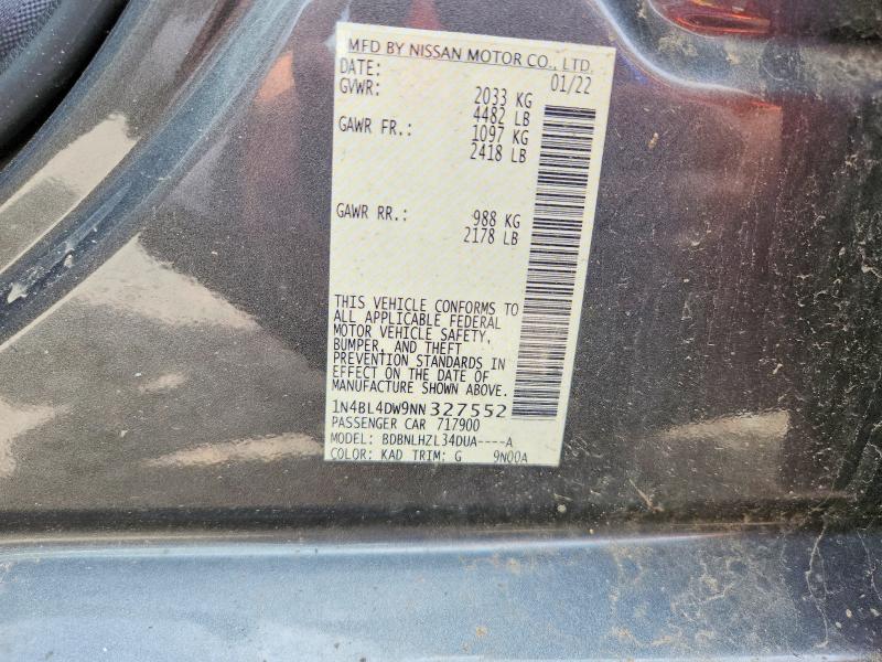 Продажа на аукционе авто 2022 Nissan Altima, vin: 1N4BL4DW9NN327552, номер лота: 60480806