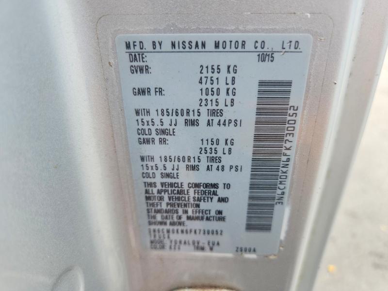 Продаж на аукціоні авто 2015 Nissan Nv200, vin: 3N6CM0KN6FK730052, номер лоту: 72440006