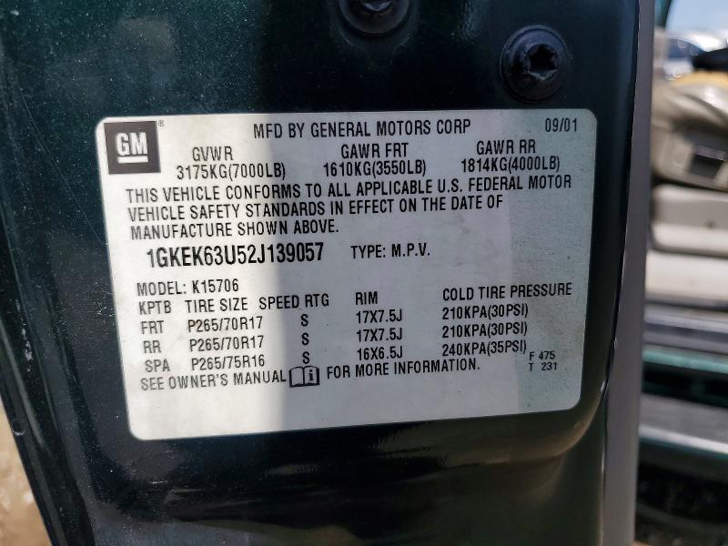 59263286 :رقم المزاد ، 1GKEK63U52J139057 vin ، 2002 Gmc Denali مزاد بيع